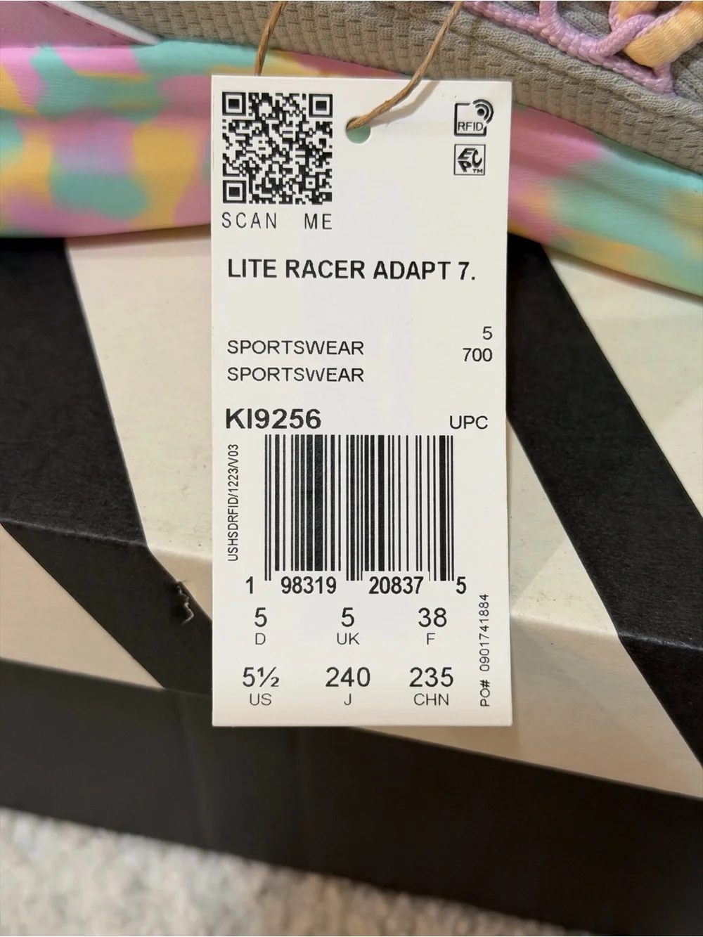 ✨$80 Retail!✨ Adidas Lite Racer Adapt 7.0 Kids Sneakers with Multicolor Sole